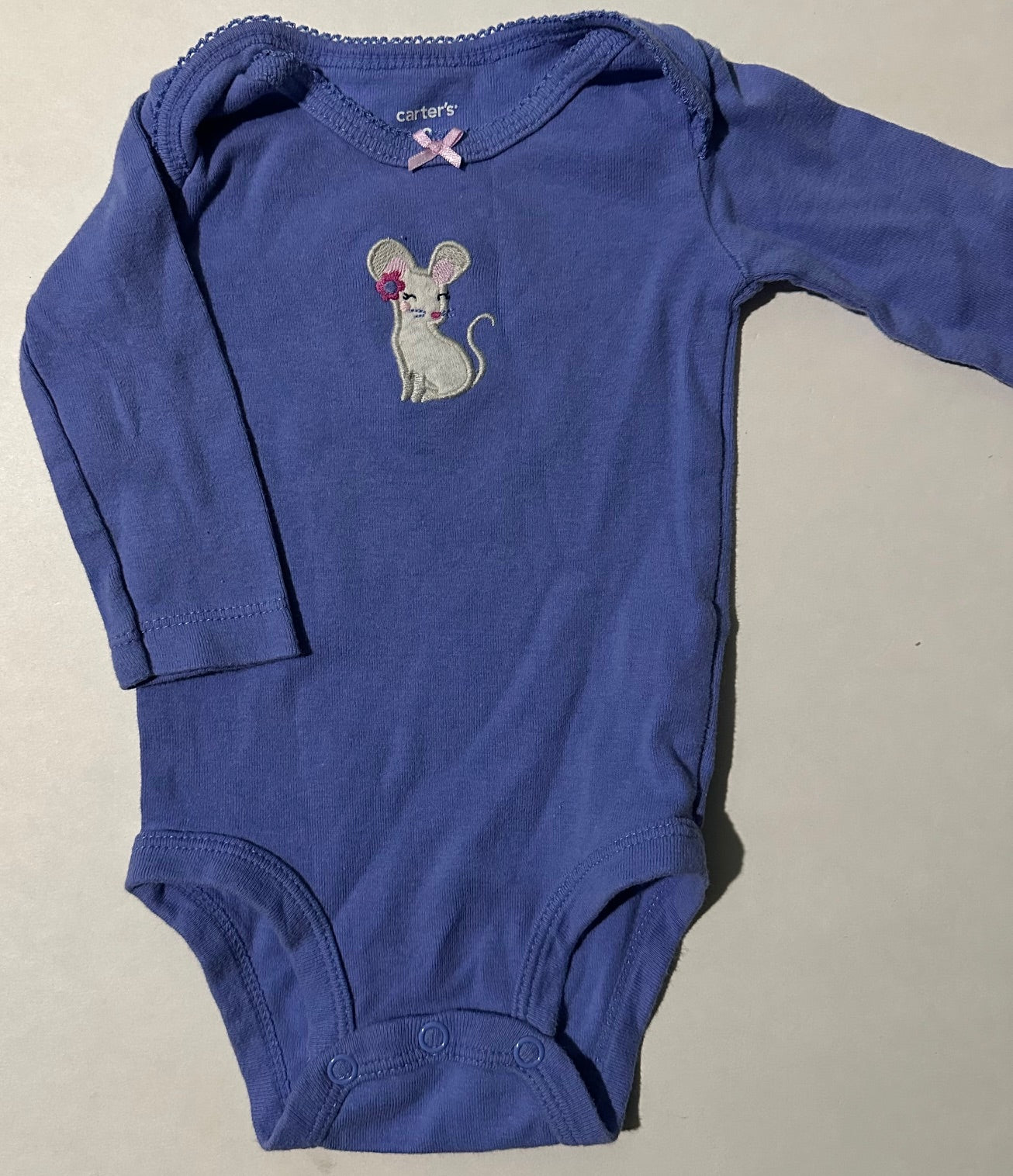 Carter's, Periwinkle Blue Mouse Onesie - 3 Months