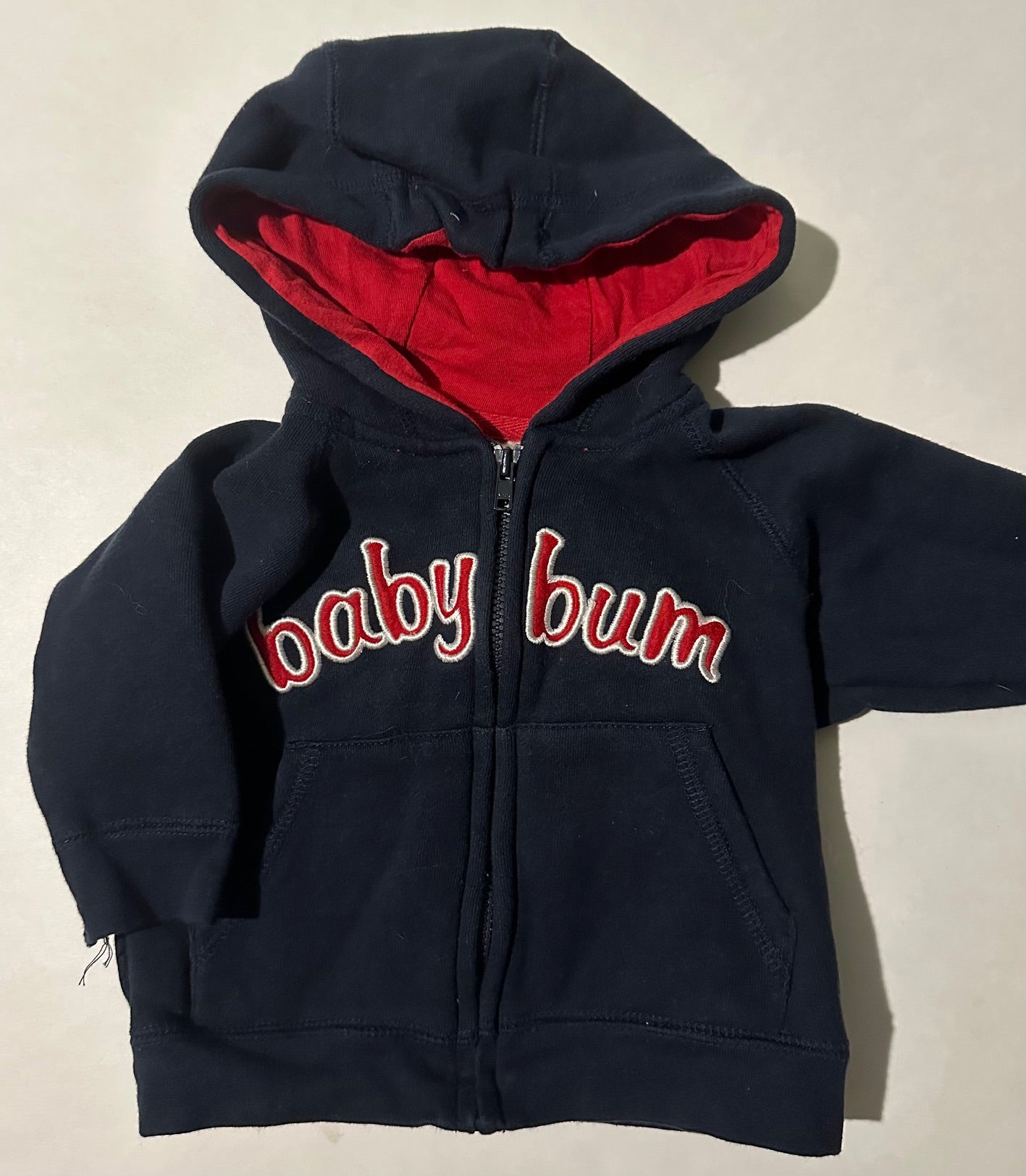 B.U.M. Equipment, Navy Blue and Red Zip-Up Hoodie - 6 Months