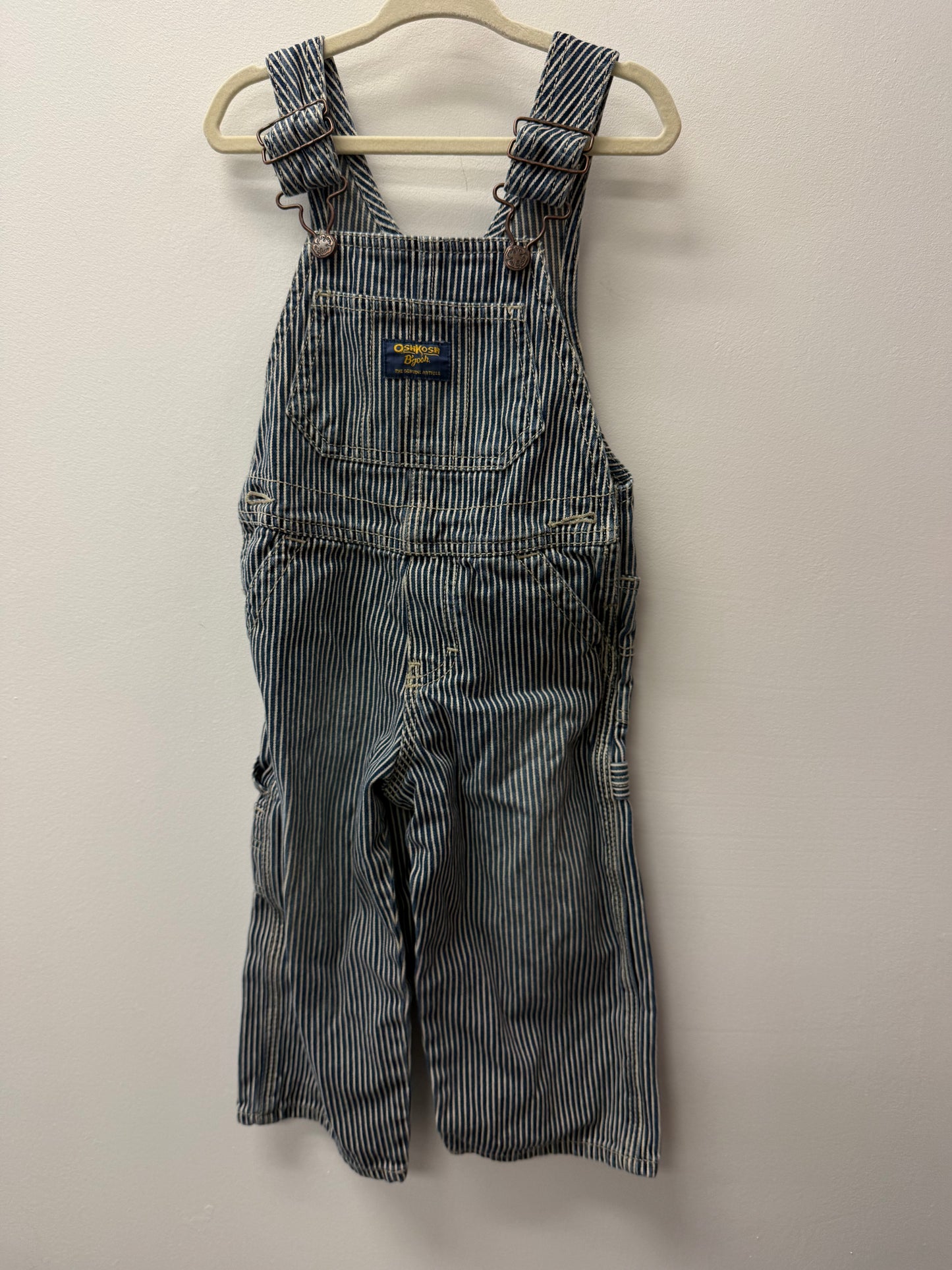 VINTAGE OSHKOSH STRIPPED OVERALLS SIZE 18M