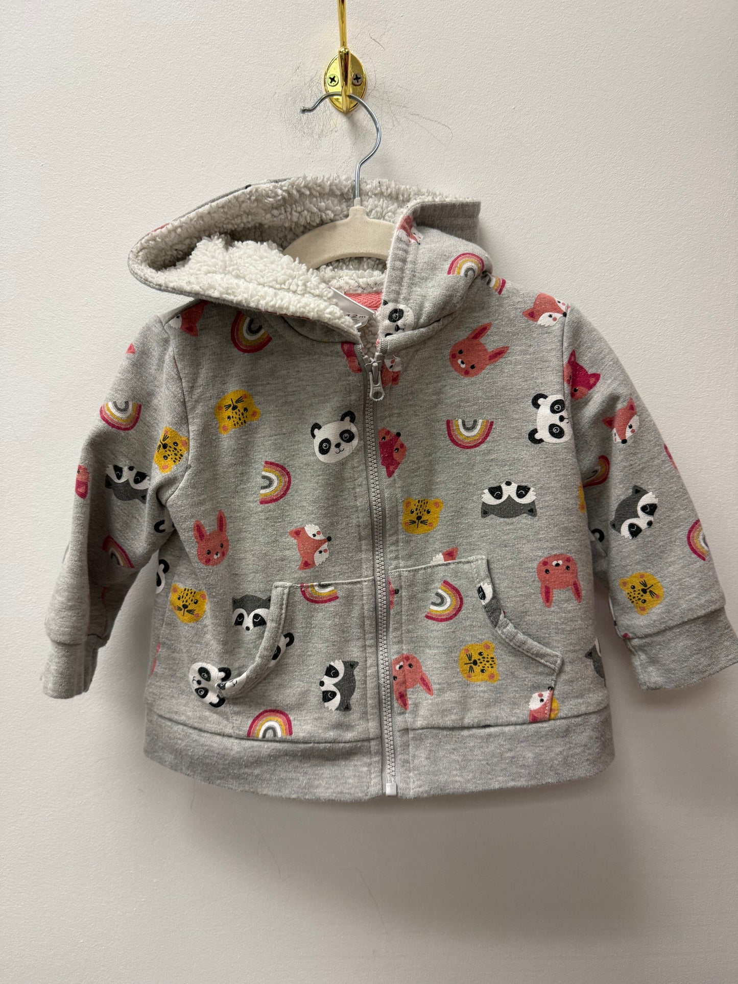 SHERPA LINED RAINBOW/ANIMAL SWEATER SIZE 9-12M