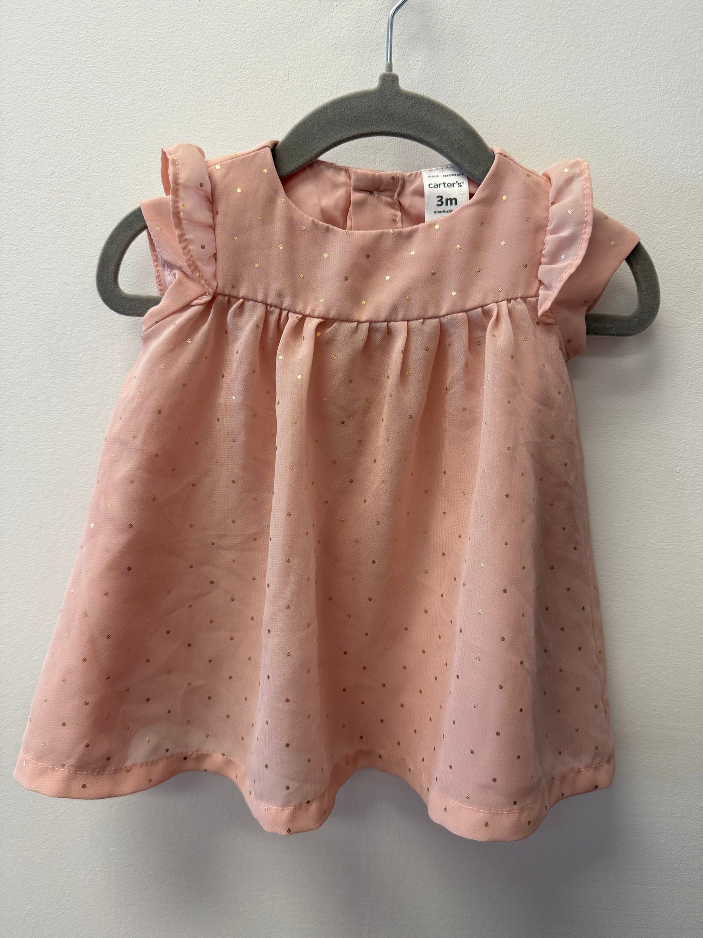 CARTERS PINK & GOLD DRESS SIZE 3M