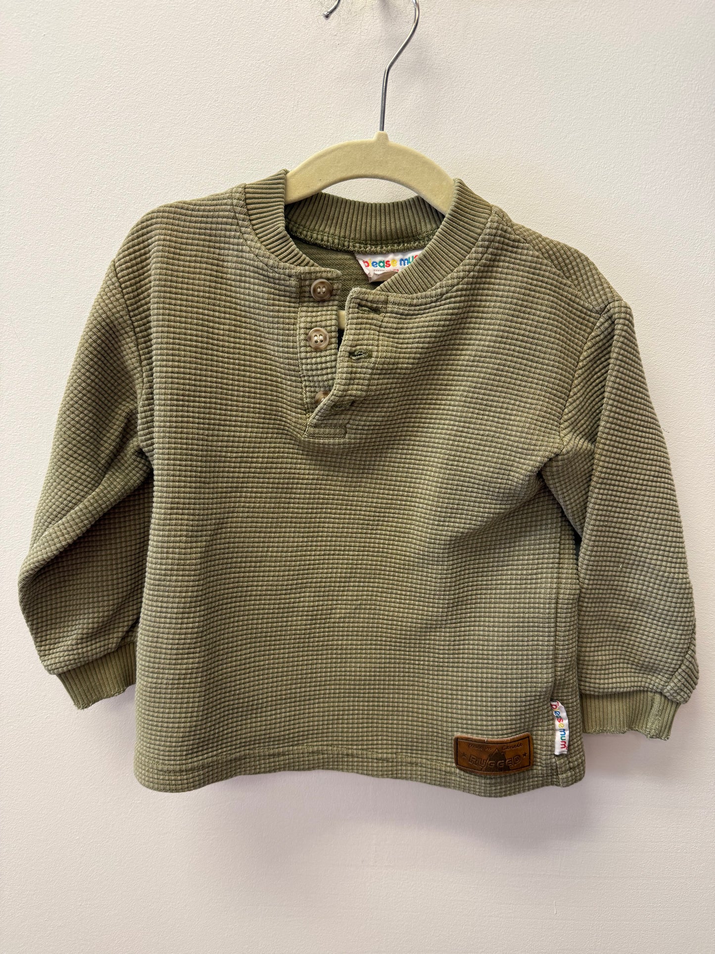 PLEASE MUM WAFFLE KNIT SHIRT SIZE 3-4T