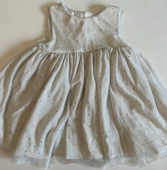 *Play* Joe Fresh, Off-White Dress with Silver Gems - 6-12 Months