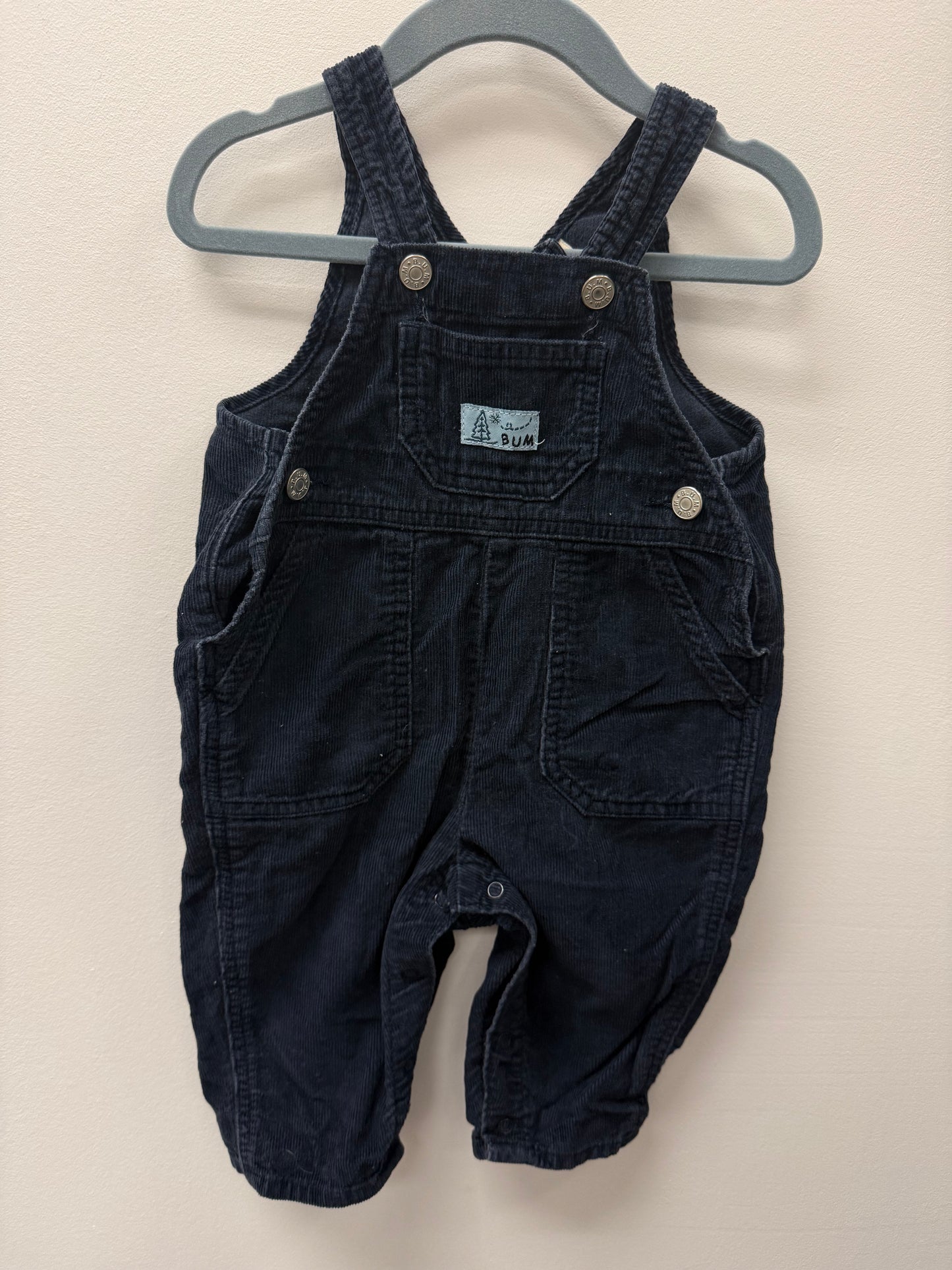 BUM EQUIPMENT NAVY BLUE COURDAROY OVERALLS SIZE 6M