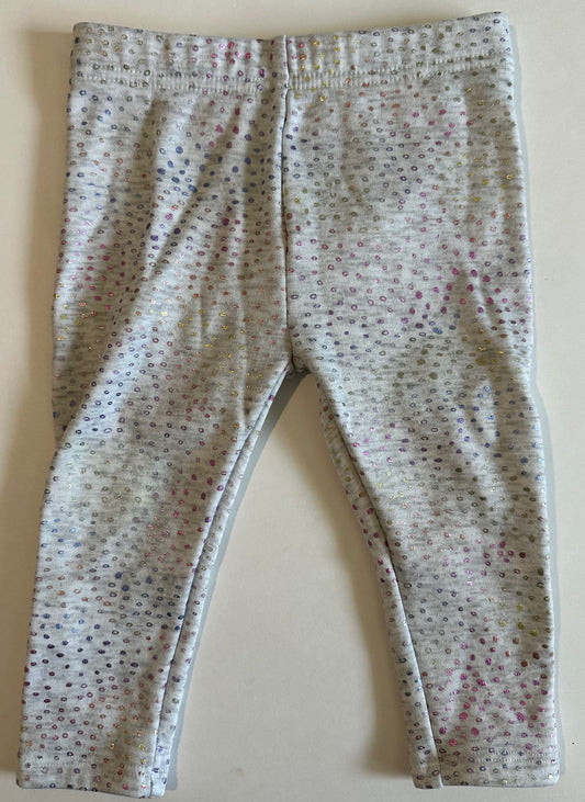 *Play* George, Light Grey Soft-Lined Leggings with Colourful Shimmery Dots - 12-18 Months