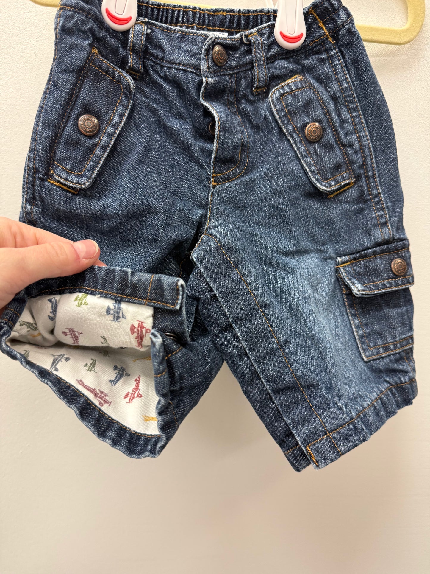 VINTAGE BABY GAP AIRPLANE LINED JEANS SIZE 3-6M