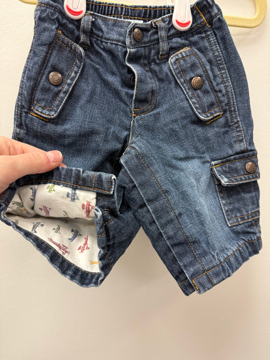 VINTAGE BABY GAP AIRPLANE LINED JEANS SIZE 3-6M