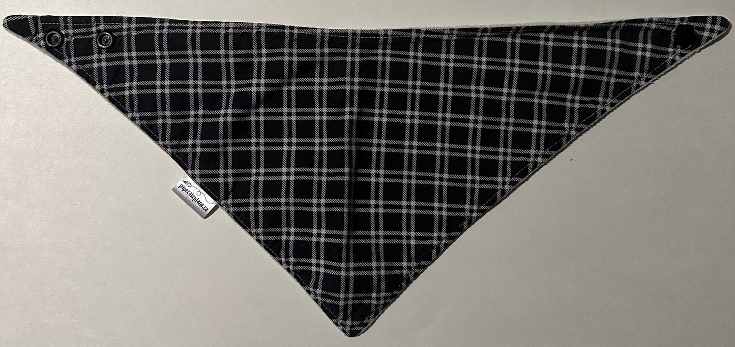 Paper Airplane, Black and Cream Plaid Bib