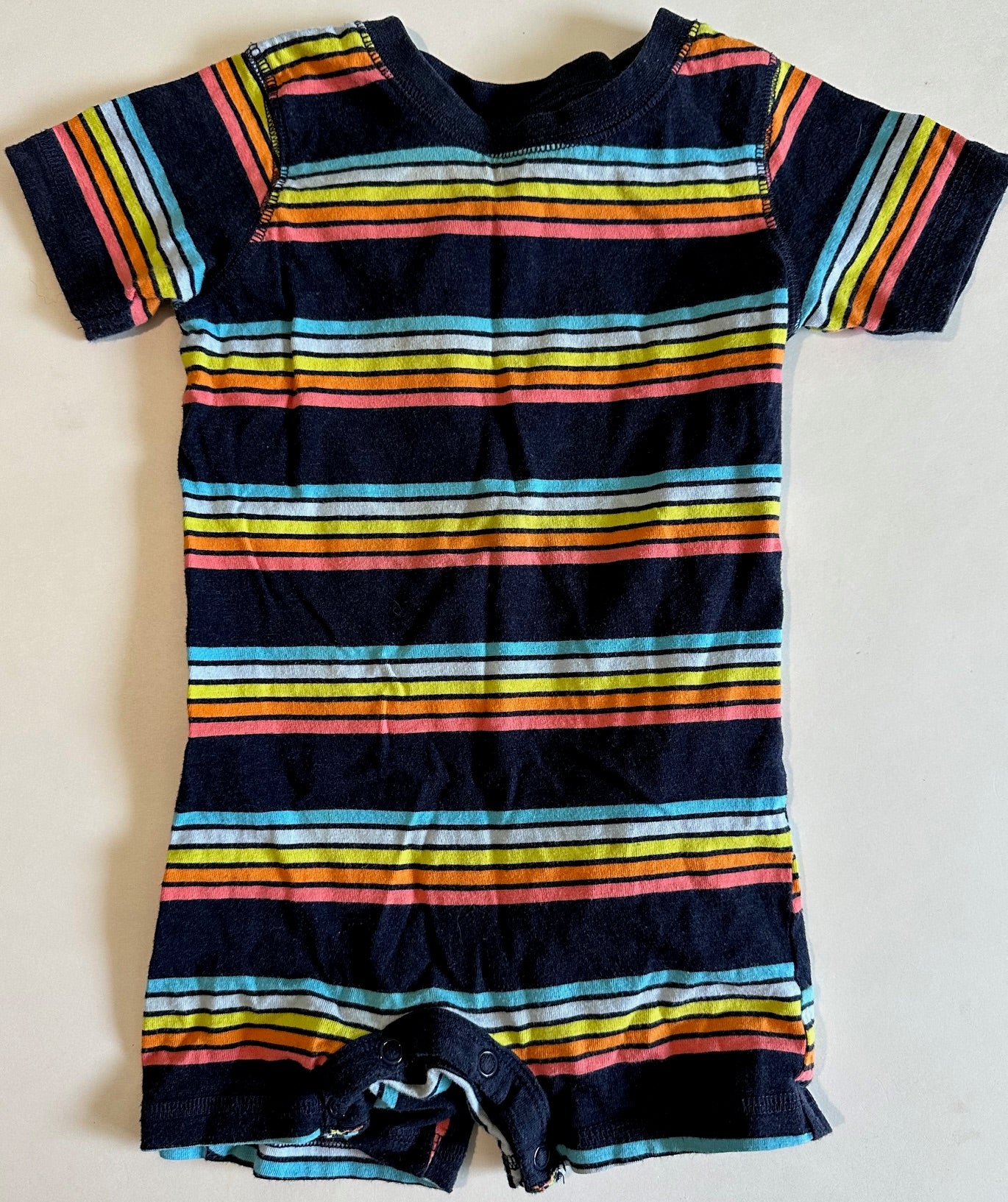 George, Navy Blue Striped Romper - 12-18 Months