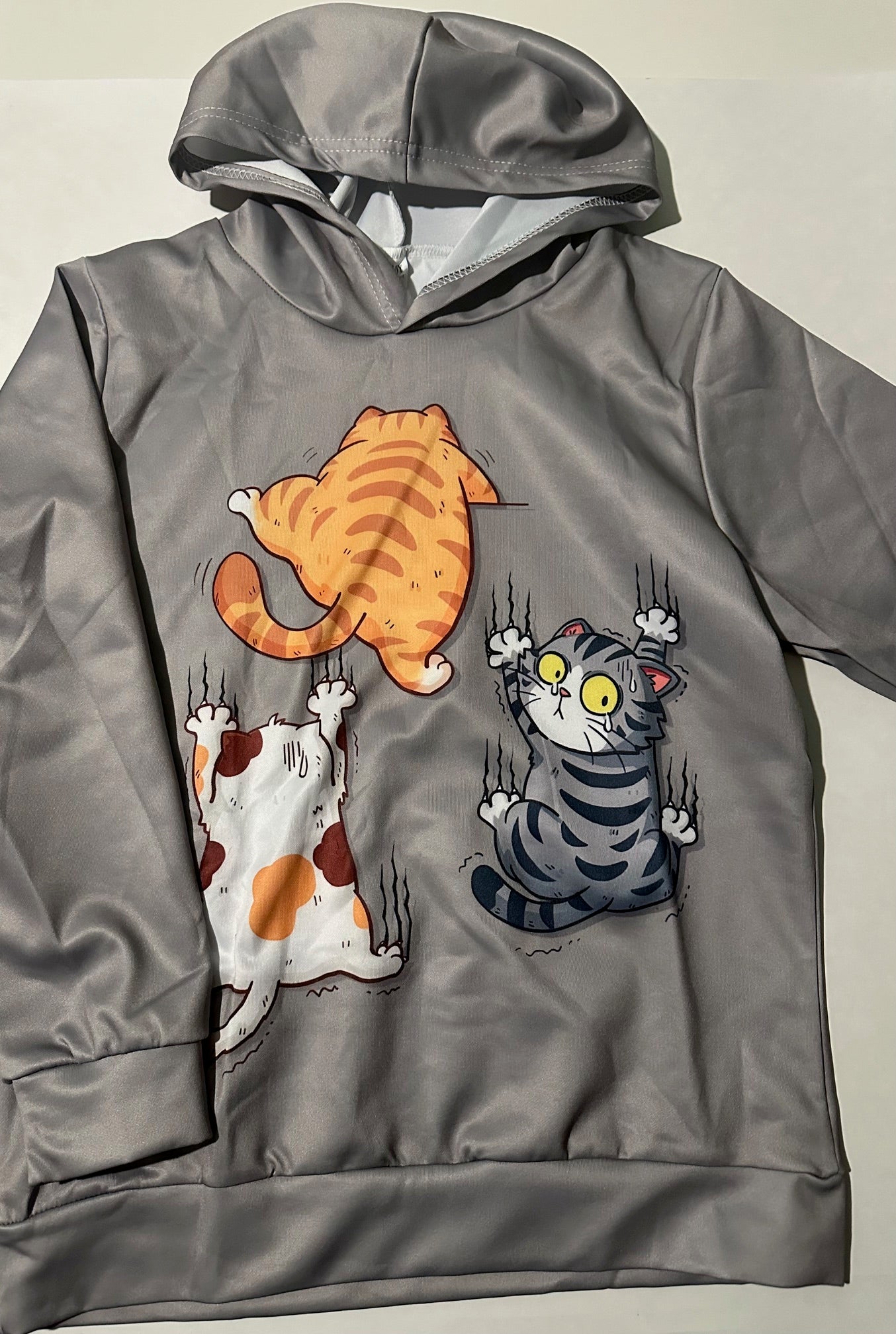 Unknown Brand, Grey Thin Cats Hoodie - Size 9-10Y