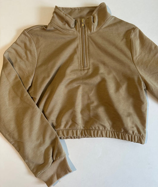 Unknown Brand, Beige Half-Zip Top - Size 9-10