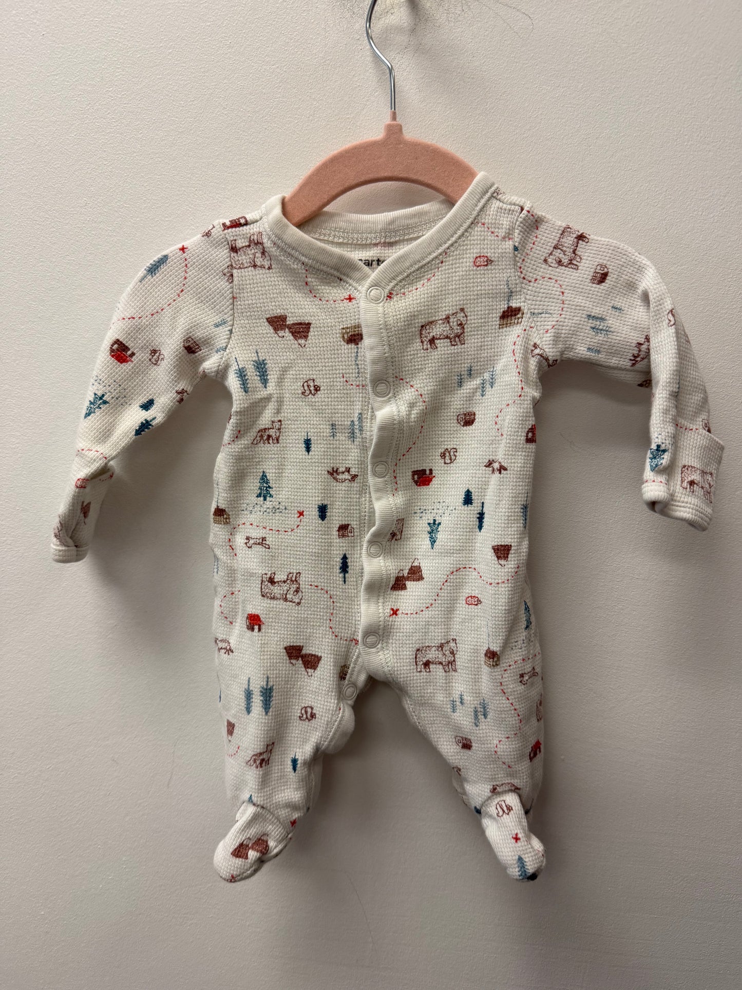 CARTERS RIBBED WILDERNESS SLEEPER SIZE NEWBORN