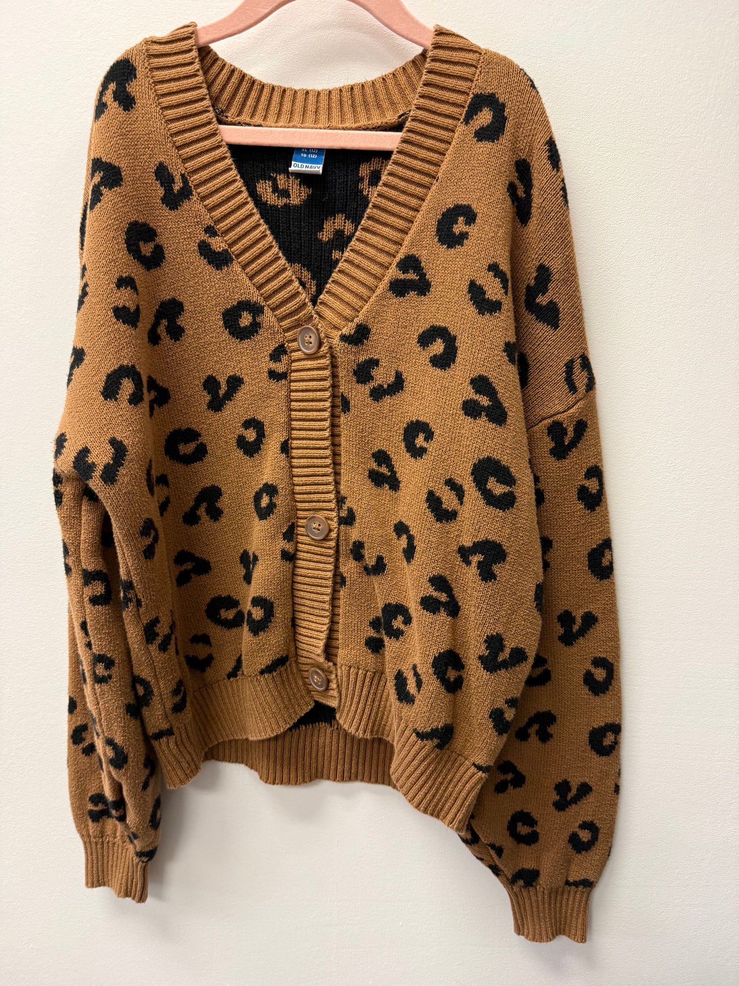 OLD NAVY CHEETAH KNIT SWEATER SIZE 12