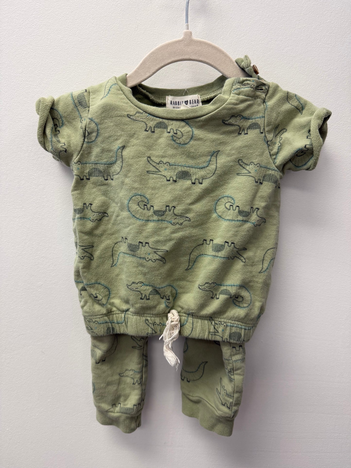 RABBIT + BEAR ALLIGATOR OUTFIT SIZE 12M