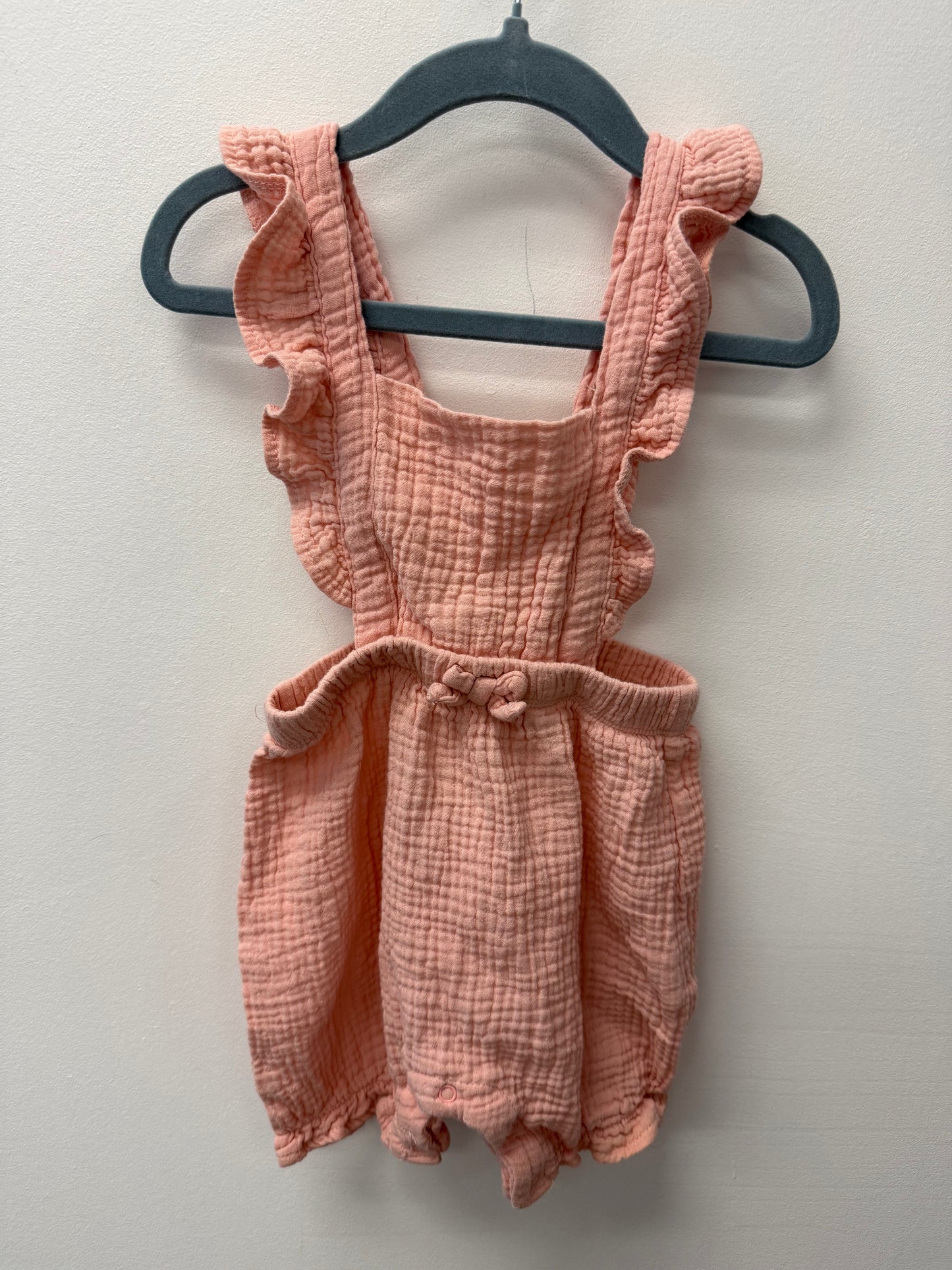 EMILY & OLIVER PINK LINEN ROMPER SIZE 24M