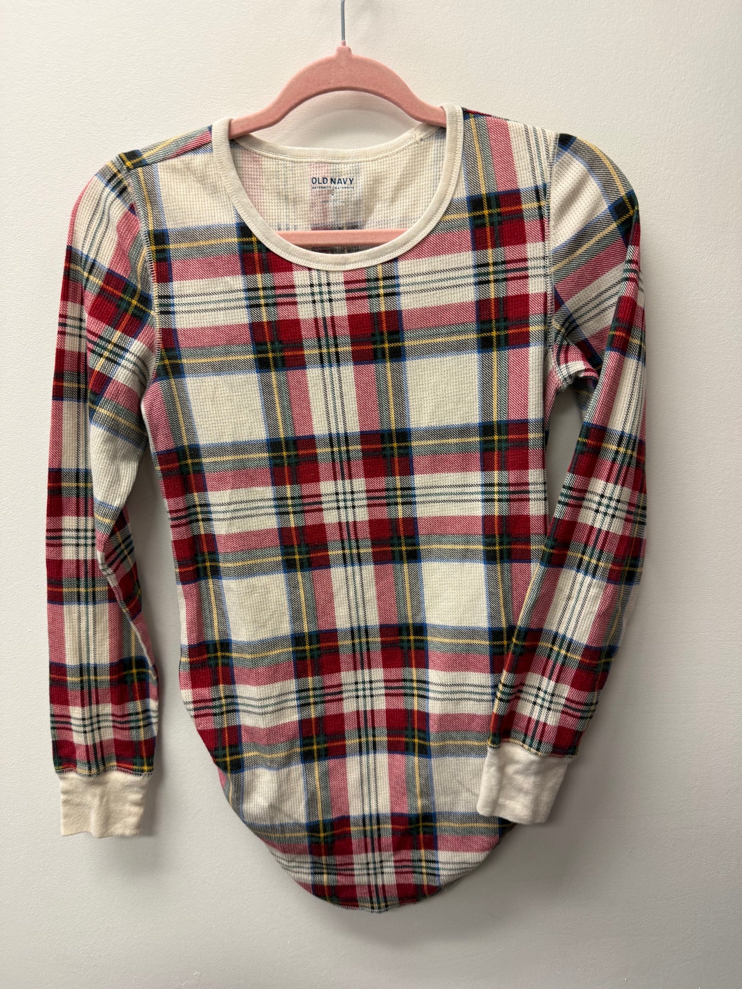 OLD NAVY PLAID MATERNITY PJ TOP SIZE MEDIUM