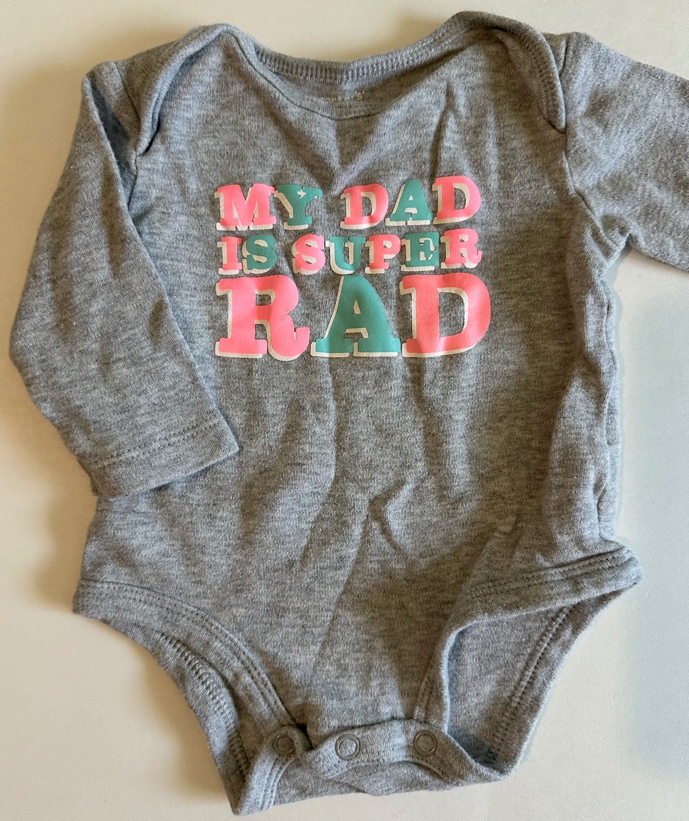 Carter's, Grey "My Dad is Super Rad" Onesie - 3 Months