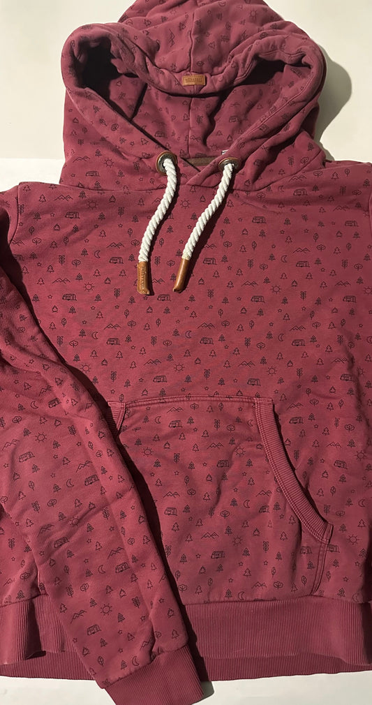 *Adult* Wanakome, Pink-Burgundy Camping Themed Hoodie - Size 3XL