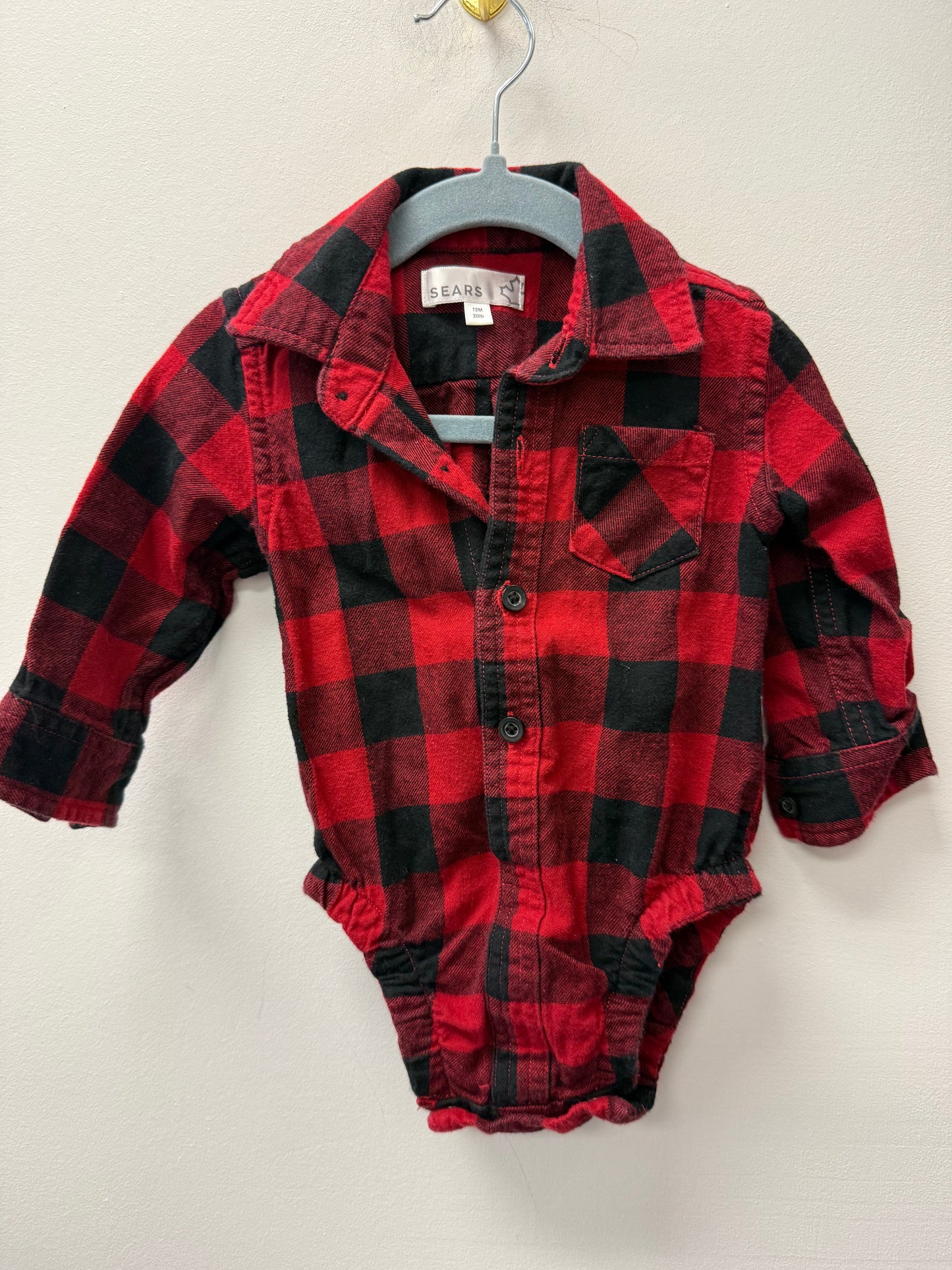 SEARS PLAID ONESIE SIZE 12M