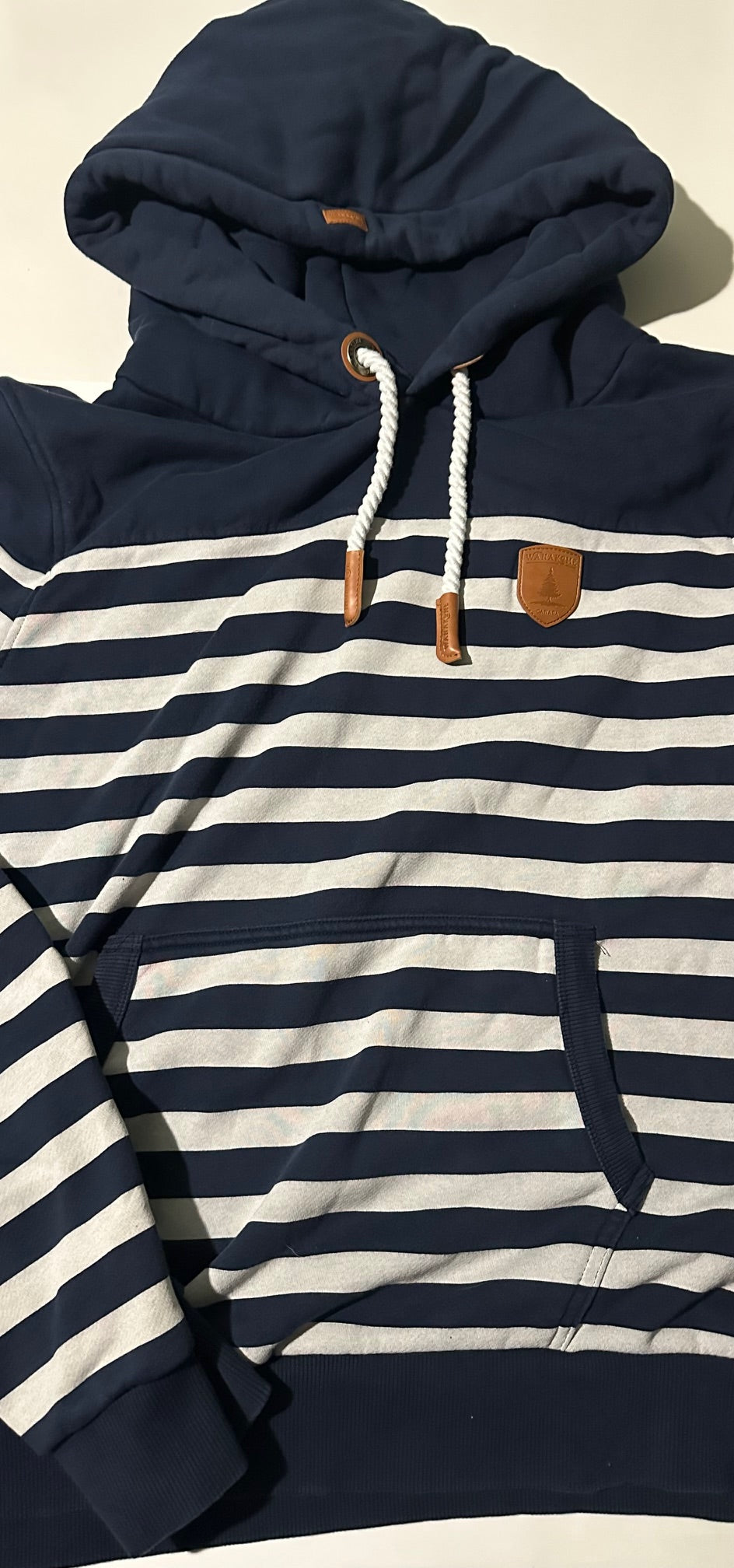 *Adult* Wanakome, Navy Blue and White Striped Hoodie - Size 3XL