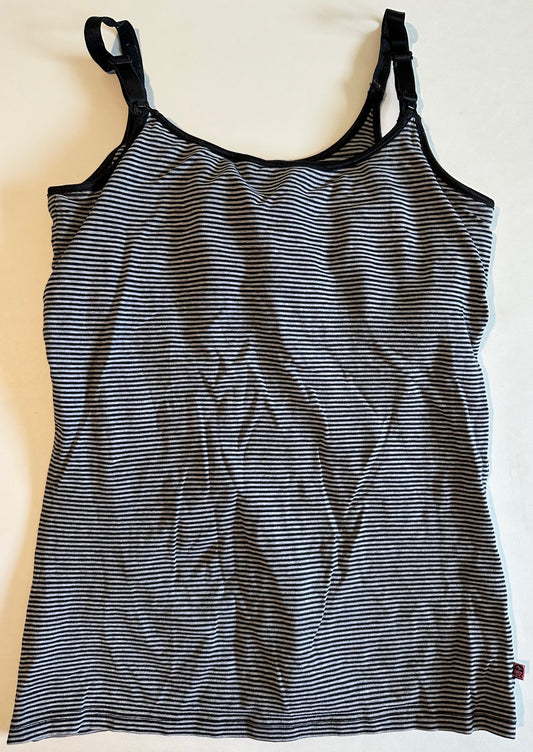 Glamourmom, Striped Nursing Tank Top with Built-In Nursing Bra - Size Small