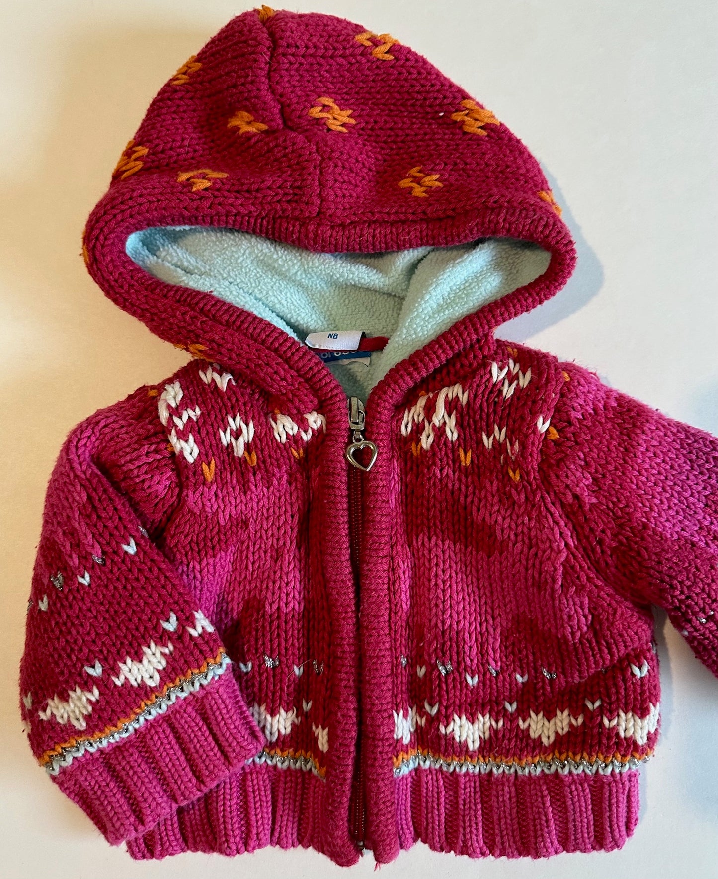 Please Mum, Pink Fleece-Lined Hooded Sweater - Newborn