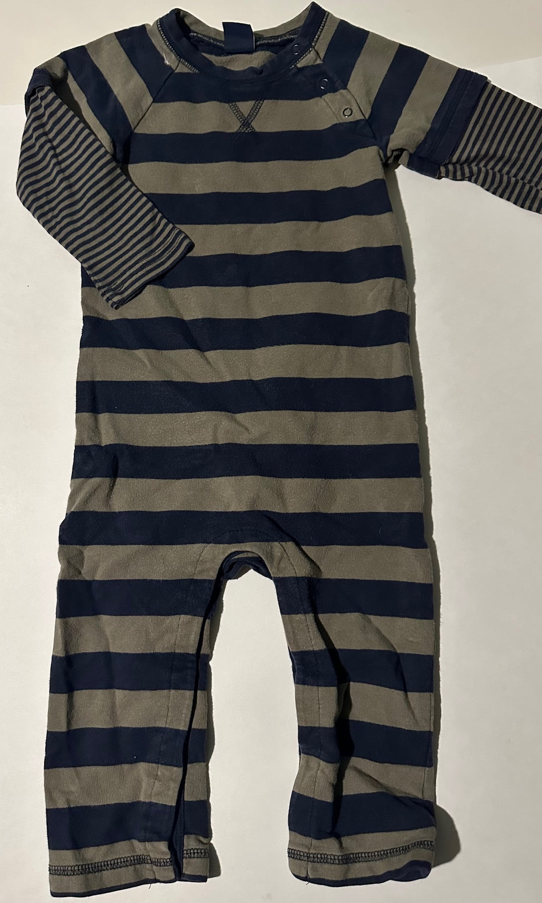 Baby Gap, Dark Blue and Greige Striped Romper - 18-24 Months