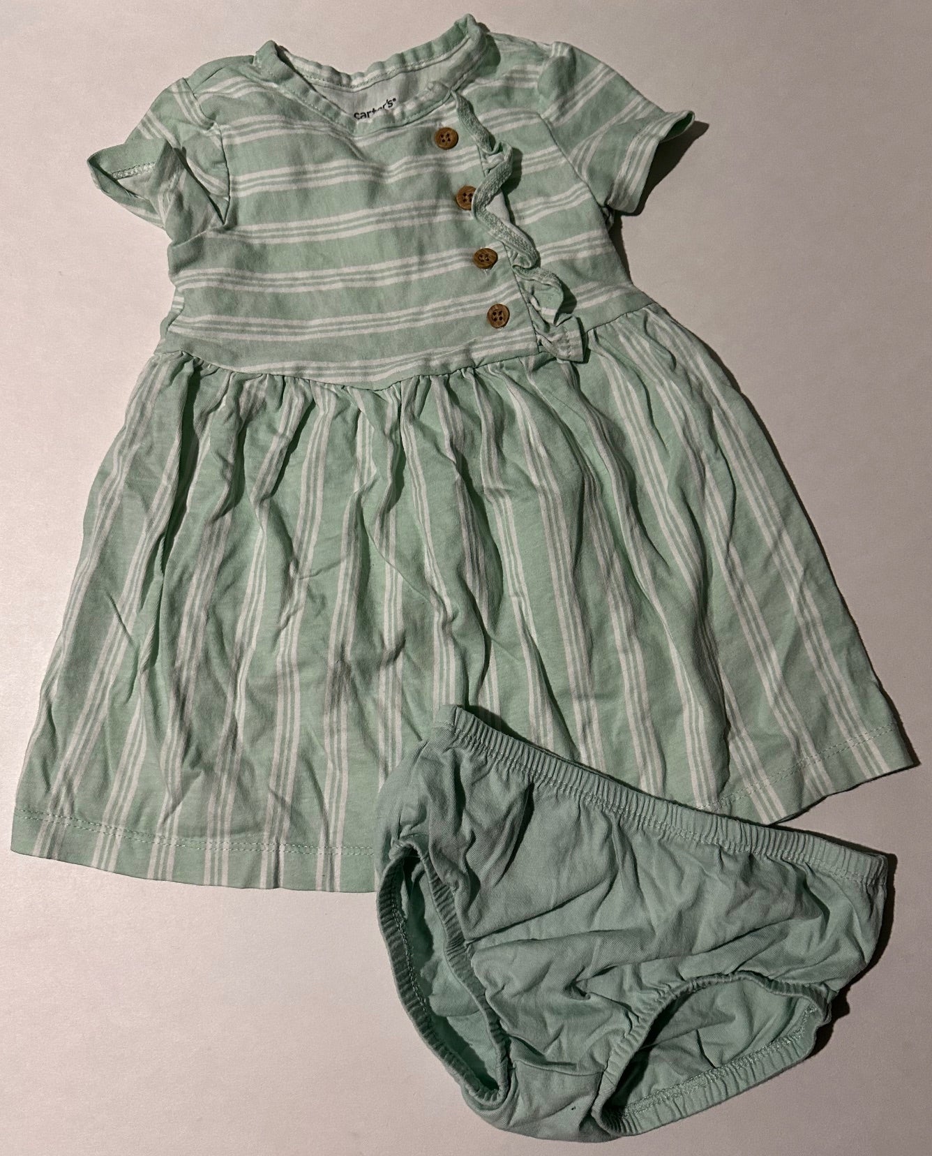 Carter's, Light Green Dress and Bummie Set - 18 Months