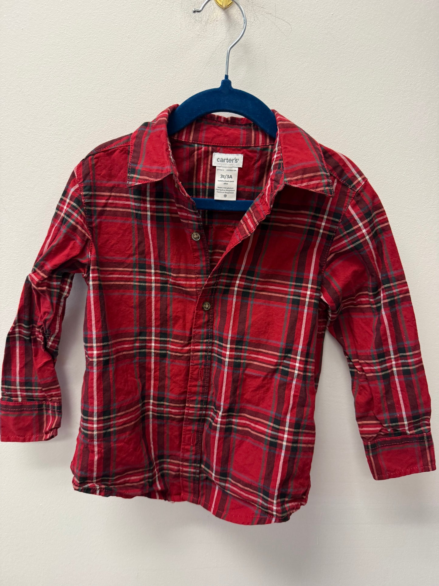 CARTERS RED PLAID SIZE 3T
