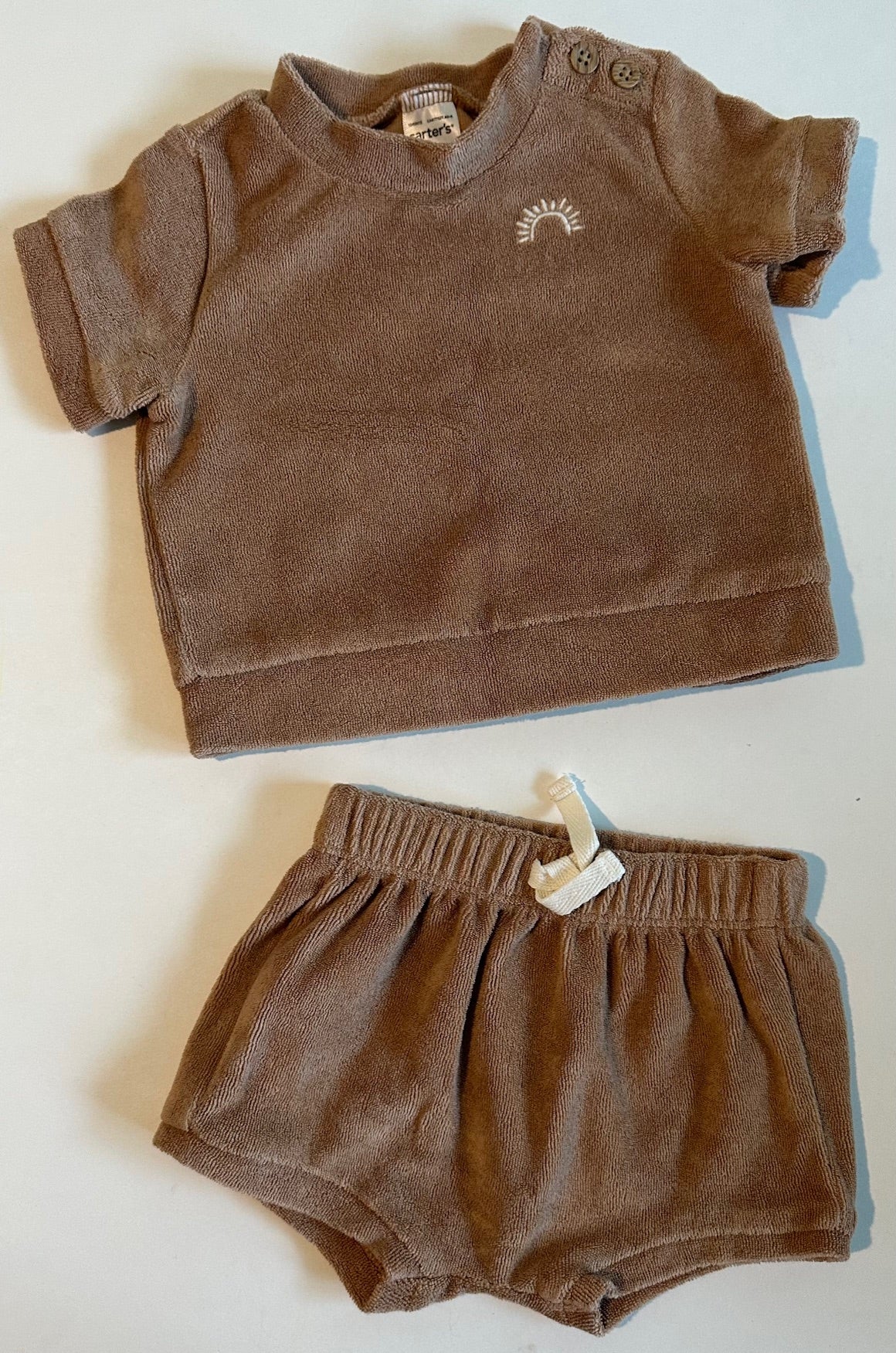 Carter's, Brown Terry Cloth Shorts and Shirt Set - 3 Months