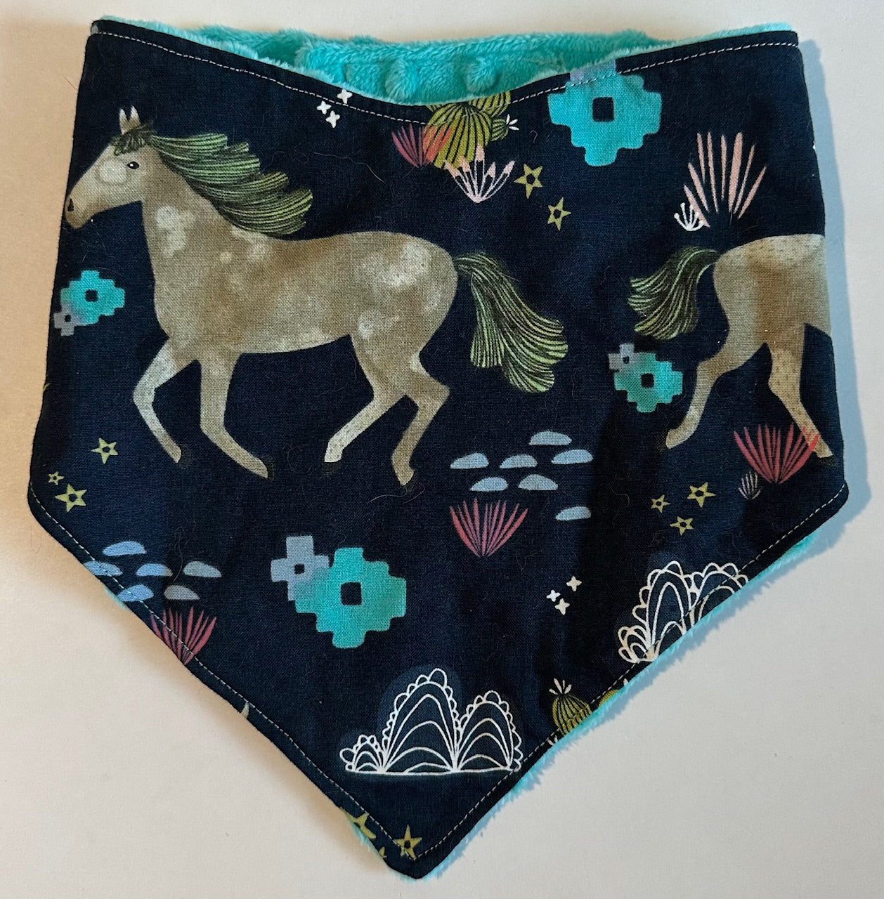 Unknown Brand, Turquoise Minky Back Horse Bib