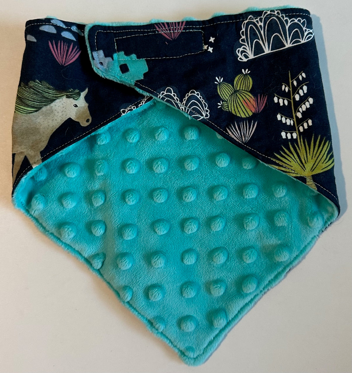 Unknown Brand, Turquoise Minky Back Horse Bib