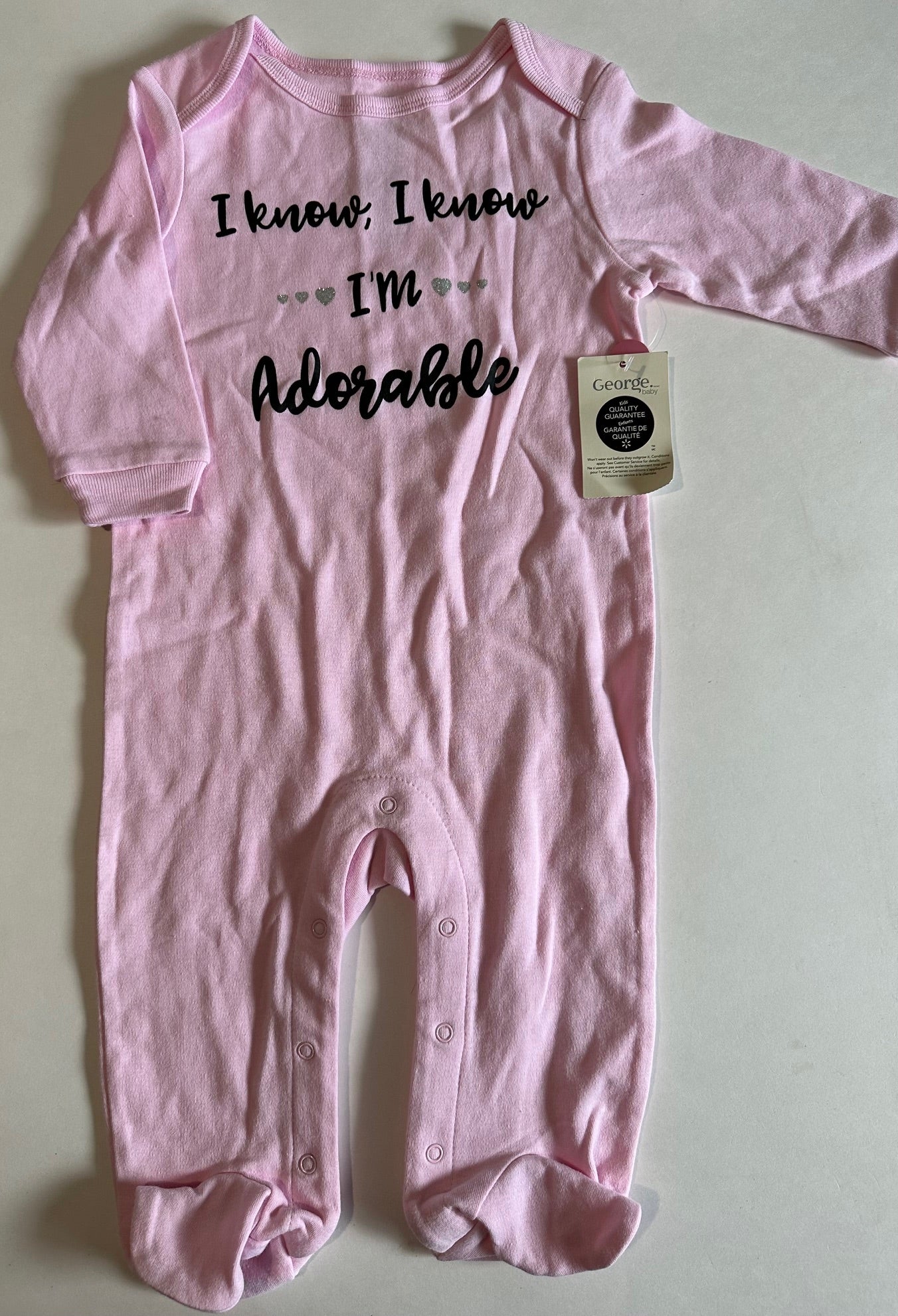 *New* George, Pink "I Know I'm Adorable" Outfit - 6-12 Months