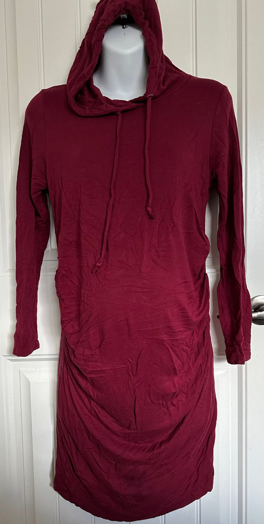 Hello Miz, Burgundy Hooded Maternity Dress - Size Medium