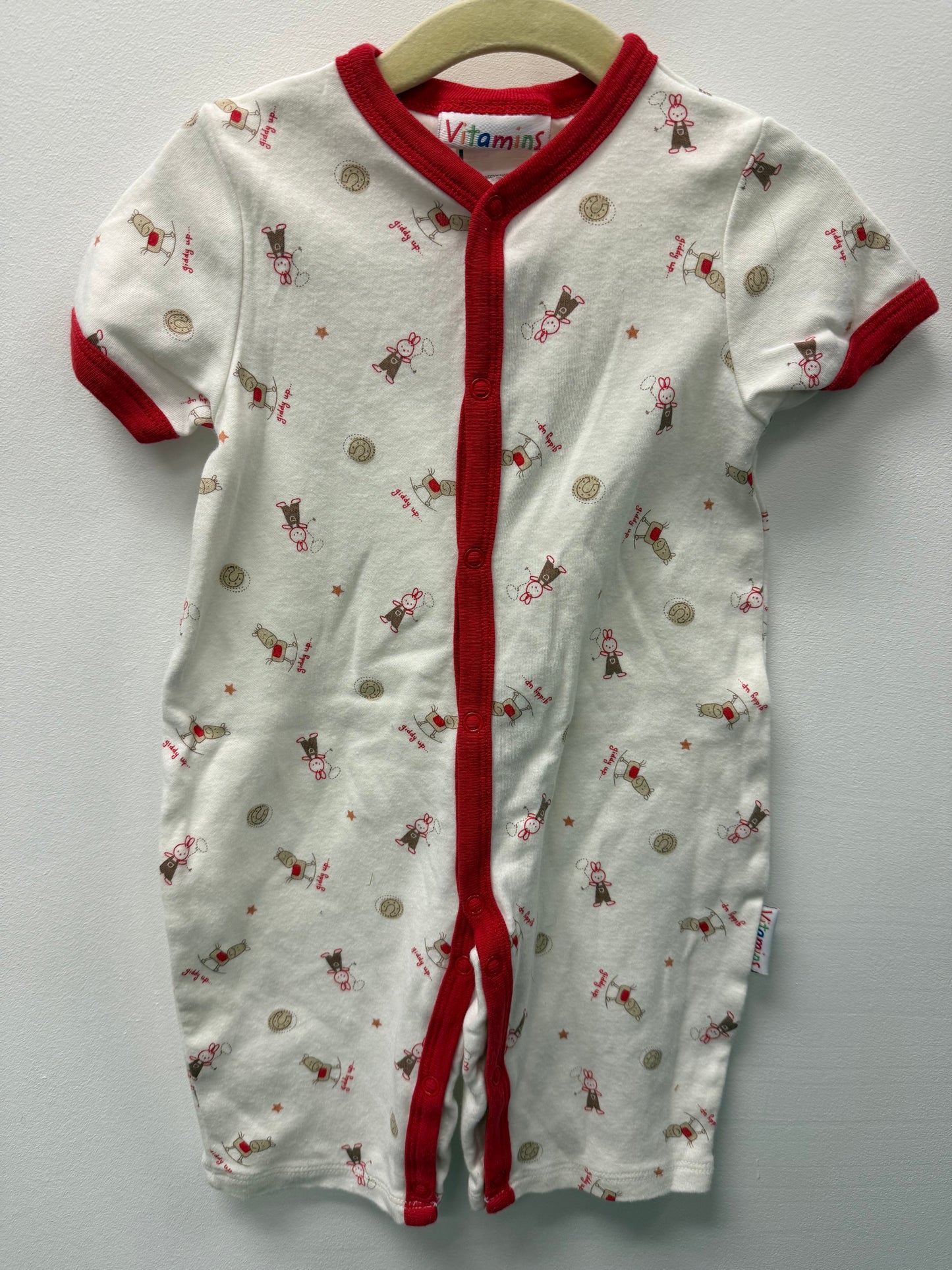 VITAMINS GIDDY UP ROMPER SIZE 6-9M