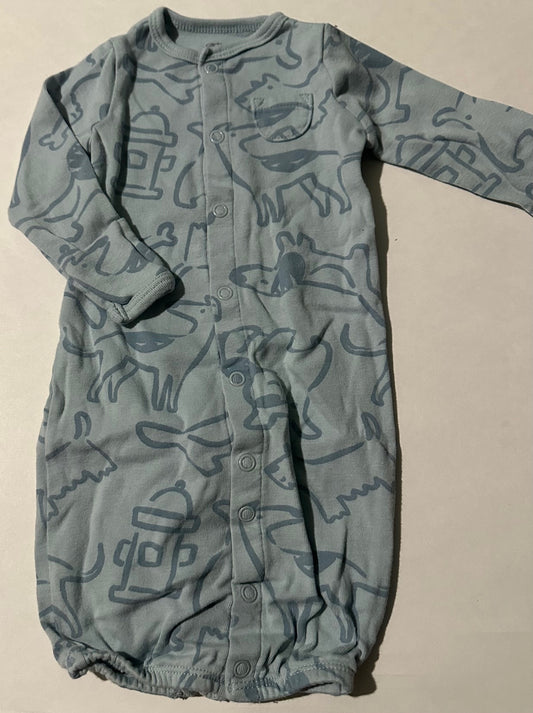 Carter's, Pale Blue Dogs Snap-Up Sleep Gown - 3 Months