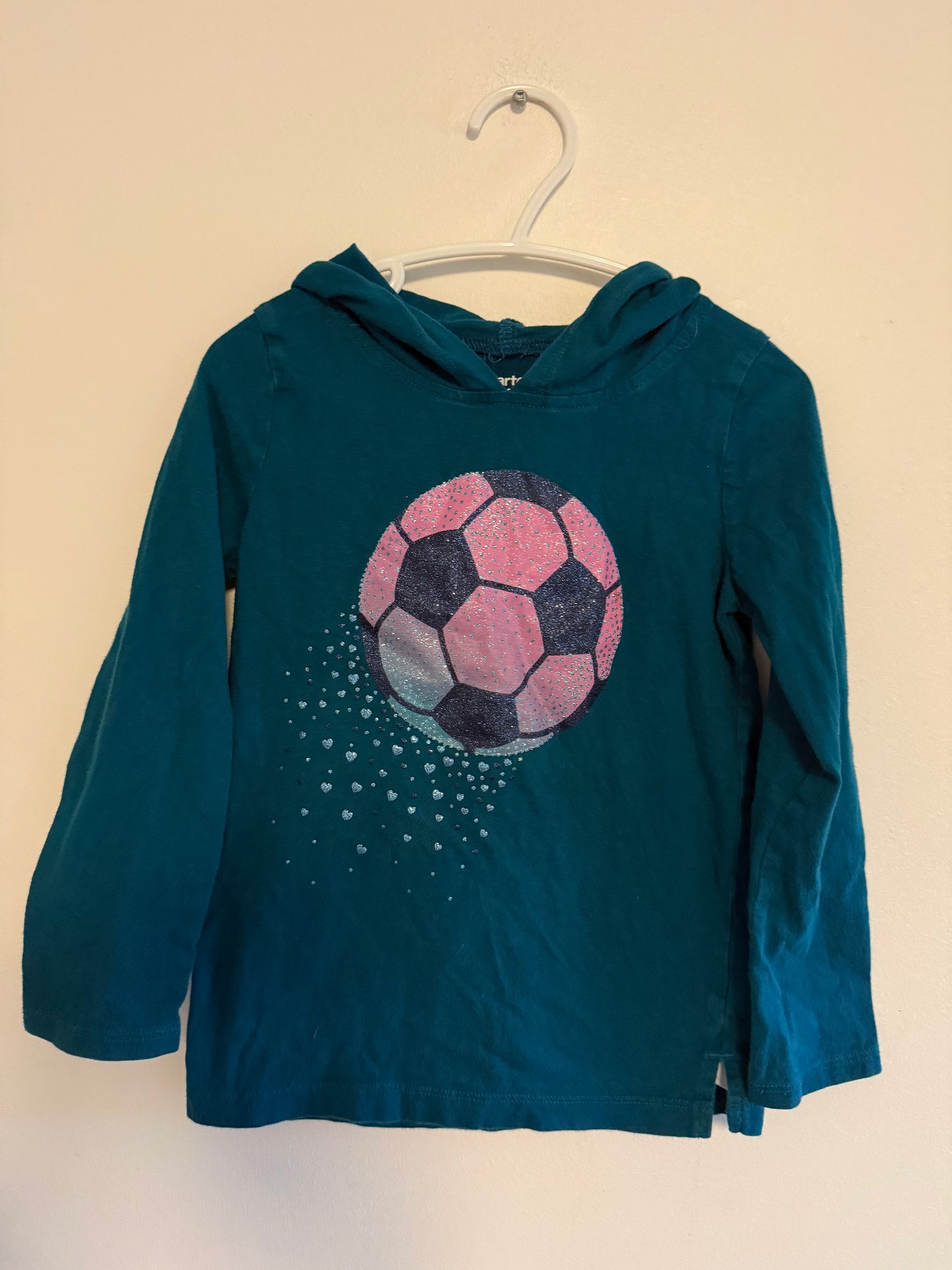 CARTERS HOODED GIRL SOCCER SHIRT SIZE 5