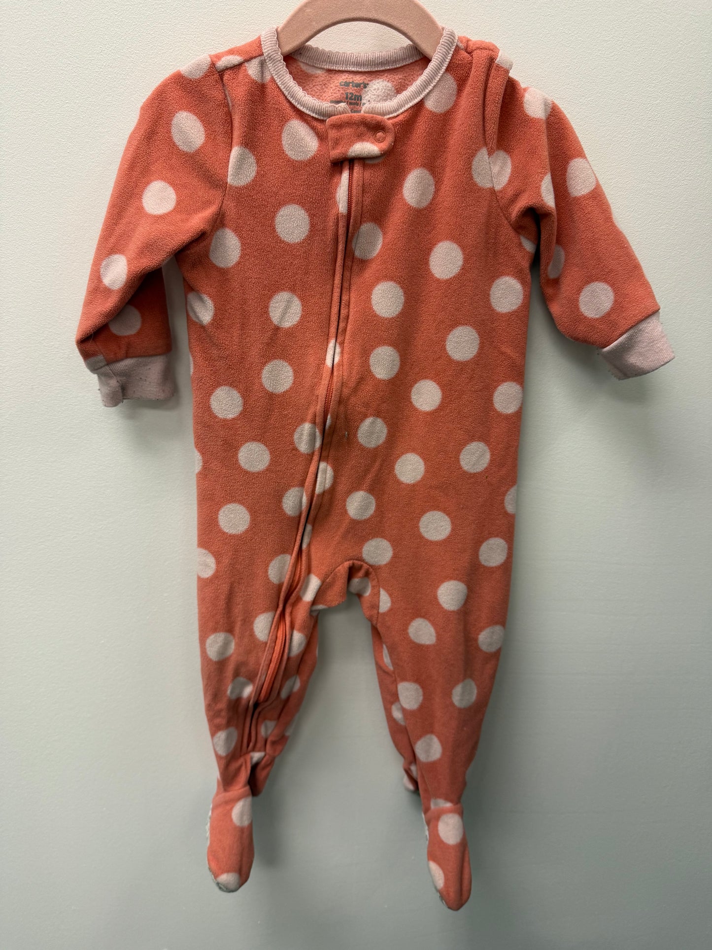 CARTERS FLEECE POLKA DOT SLEEPER SIZE 12M