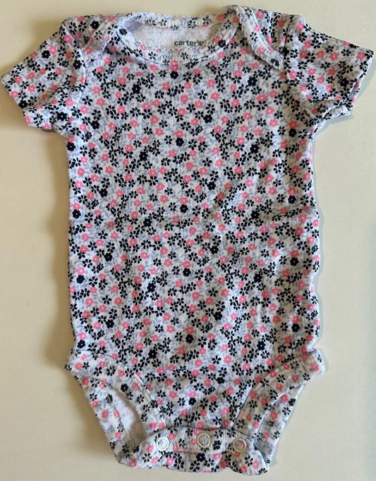 Carter's, Blue and Pink Flowery Onesie - Newborn