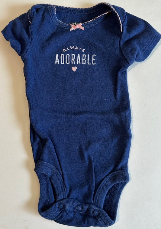 Carter's, Dark Blue "Always Adorable" Onesie - Newborn