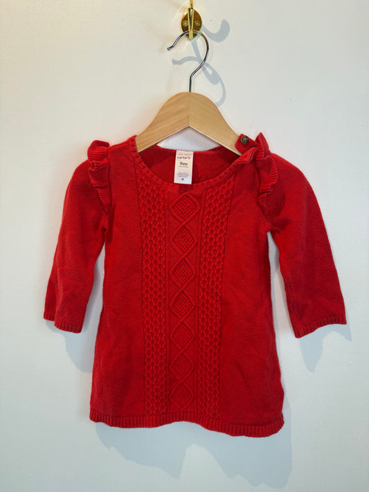 CARTERS RED KNIT DRESS 9M