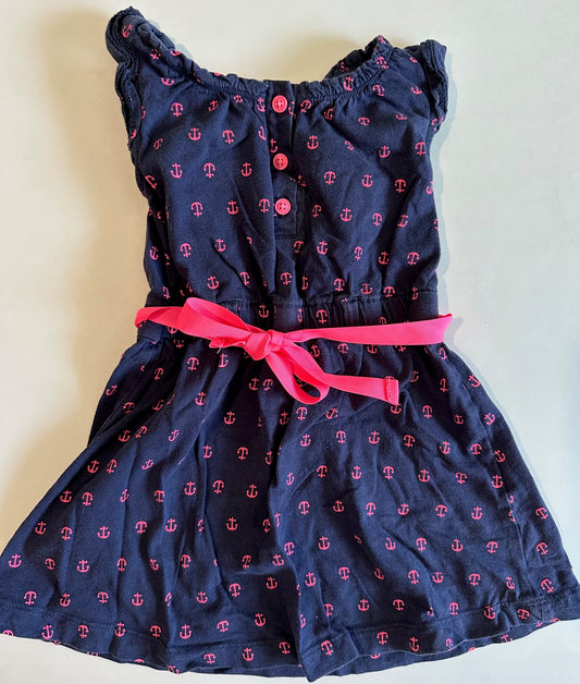 Carter's, Navy Blue and Pink Anchors Dress - Size 2T