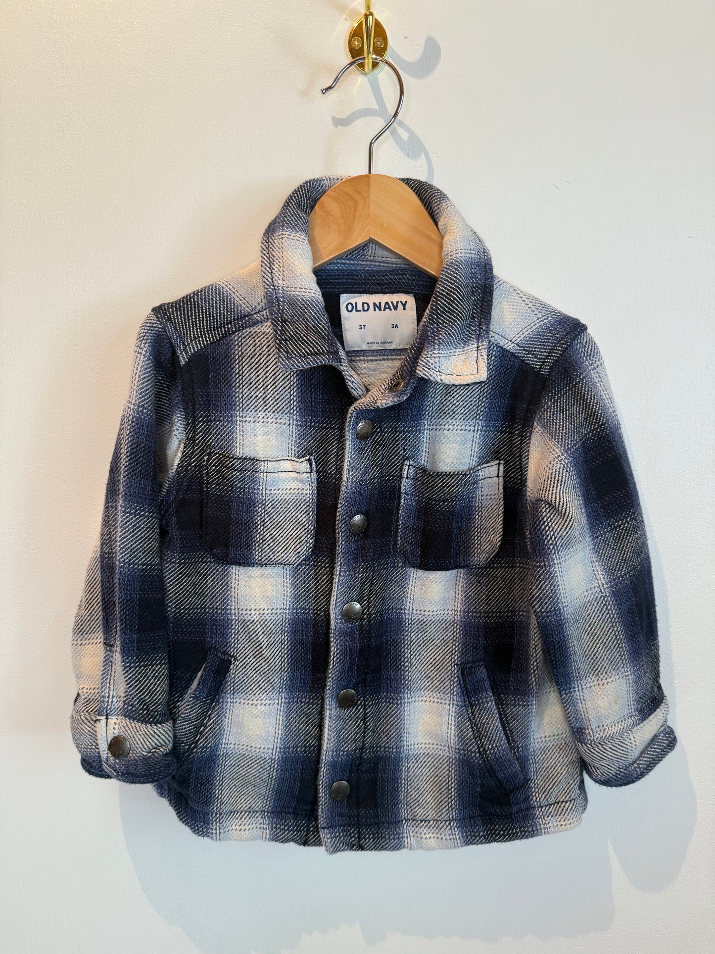 OLD NAVY BLUE PLAID JACKET SIZE 3