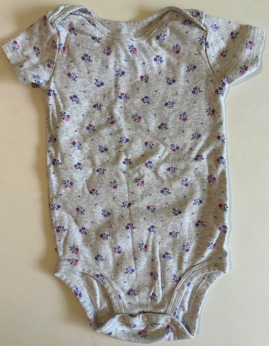 Carter's, Light Grey Flowery Onesie - 24 Months