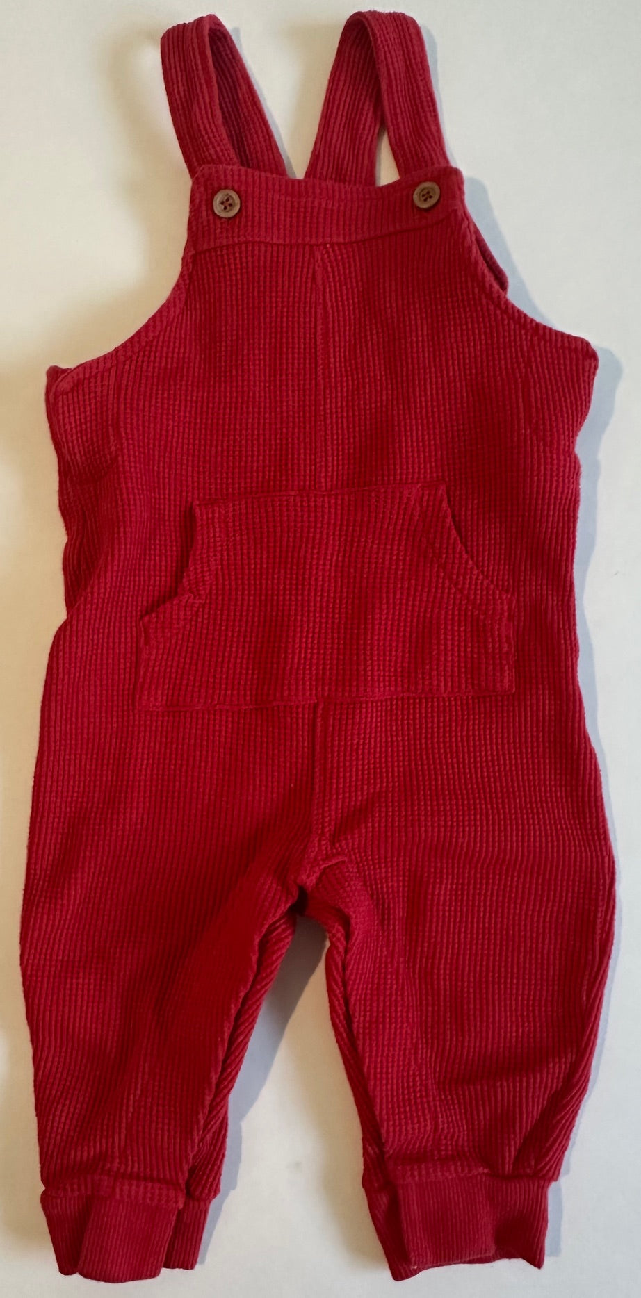 Carter's, Red Waffle-Knit Romperalls - 9 Months