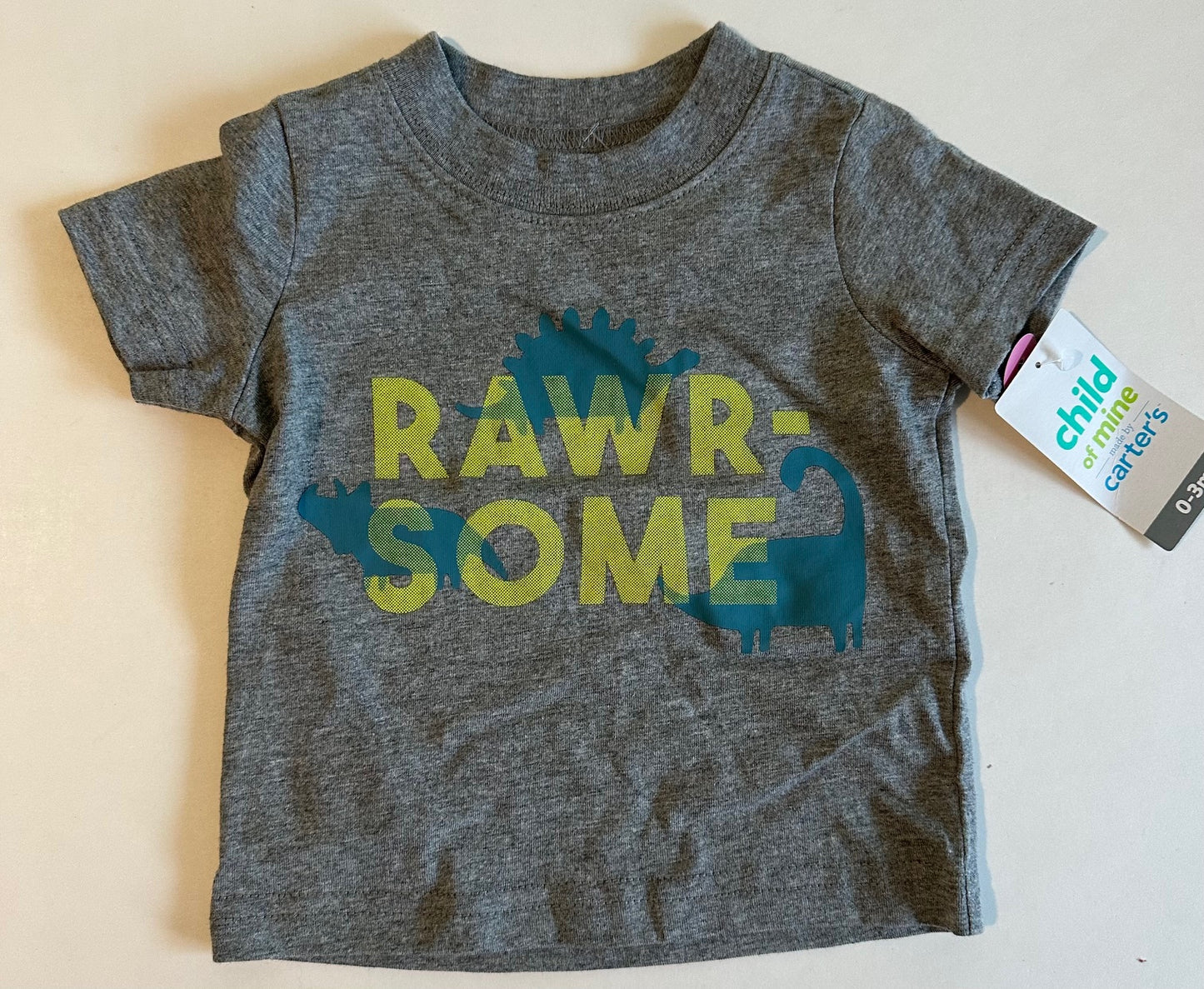 *New* Child of Mine, Grey "Rawr-some" T-Shirt - 0-3 Months