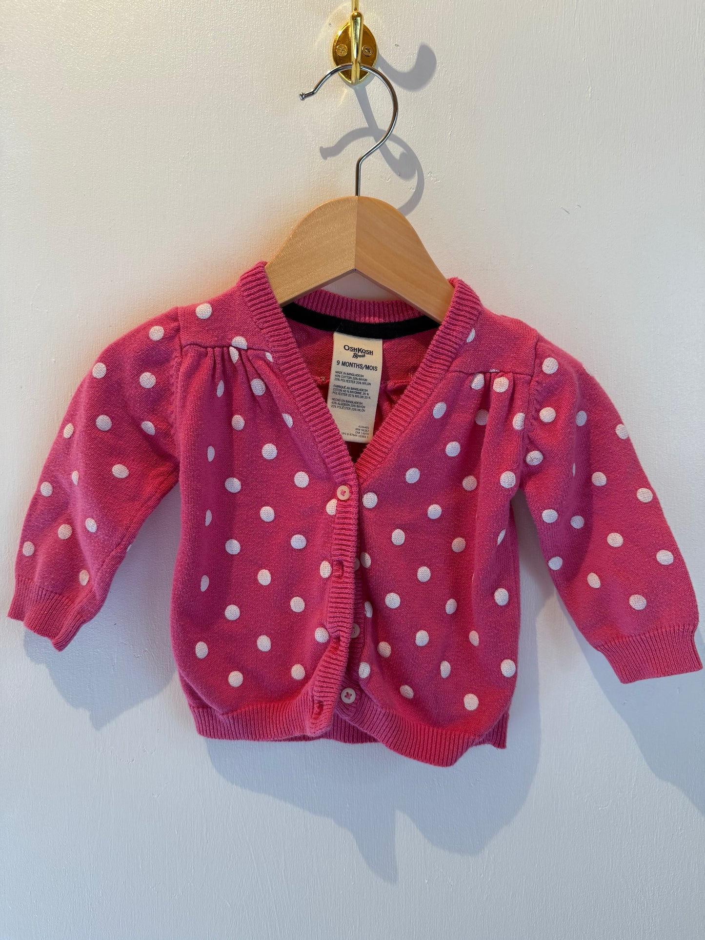 OSHKOSH POLKA DOT CARDIGAN 9M