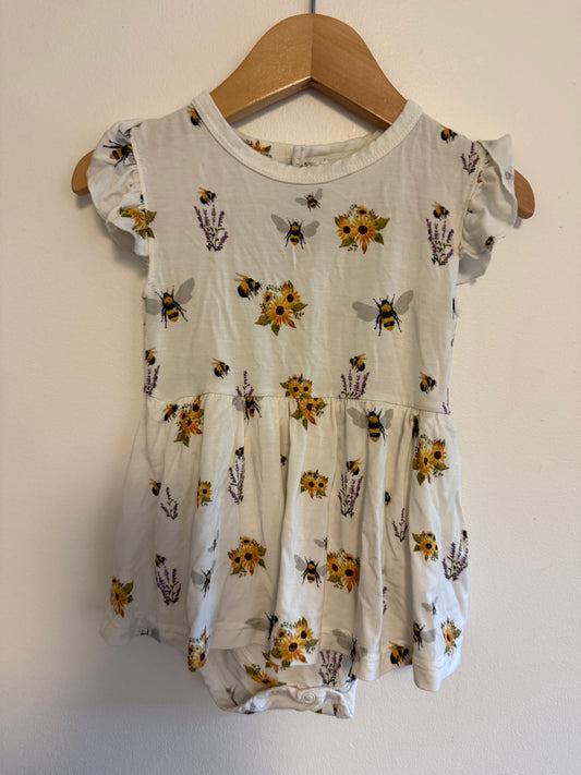 NWOT PEAKS & VALLEY BAMBOO BEE ONESIE DRESS SIZE 18-24M