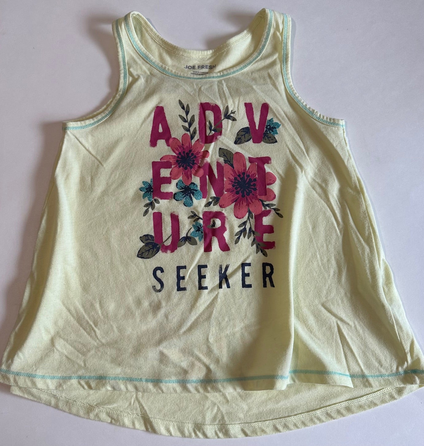 *Play* Joe Fresh, Pale Yellow "Adventure Seeker" Tank Top - Size Medium (7/8)