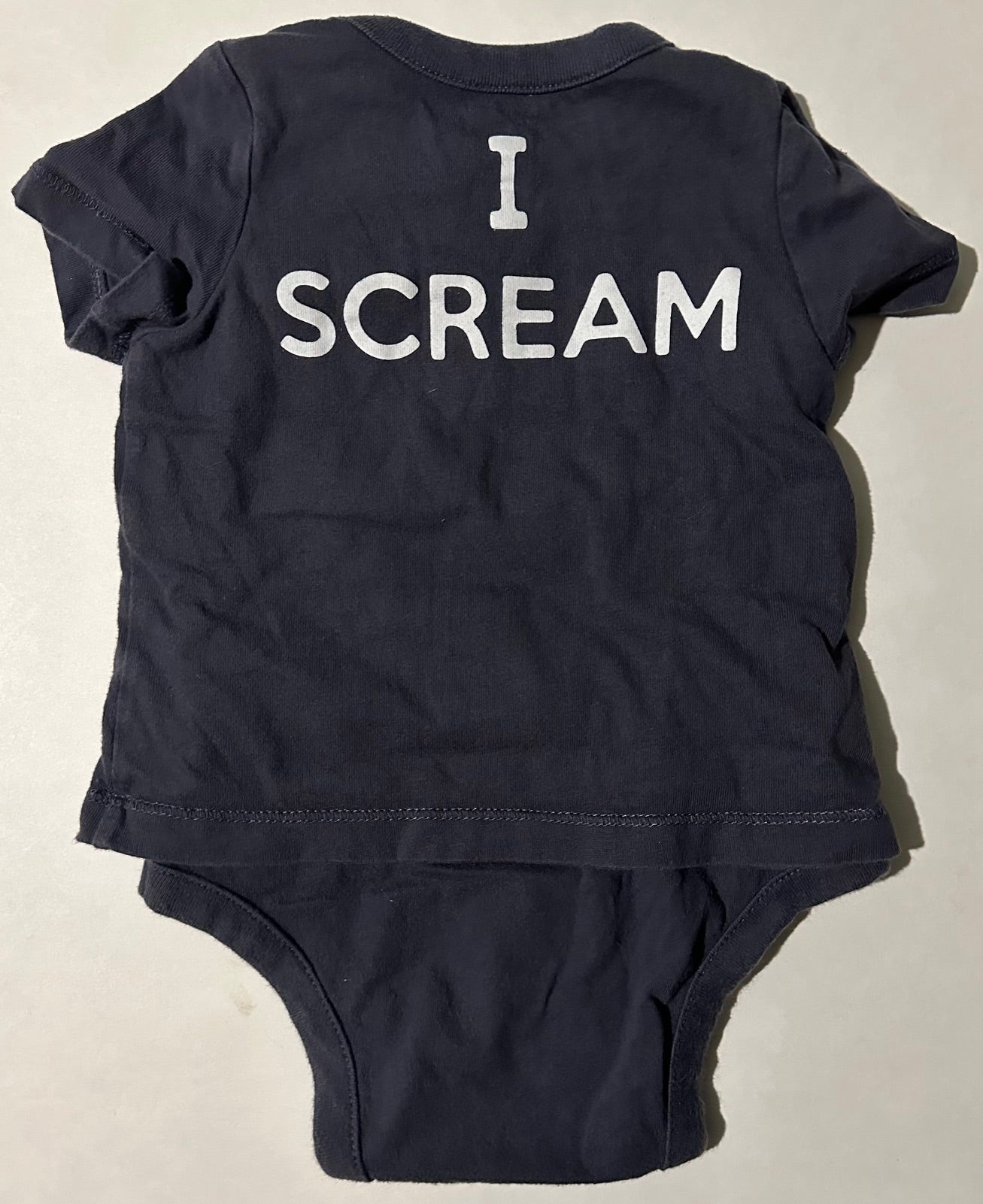 Baby Gap, Dark Blue "I Scream" Ice Cream Truck Onesie Shirt - 6-12 Months